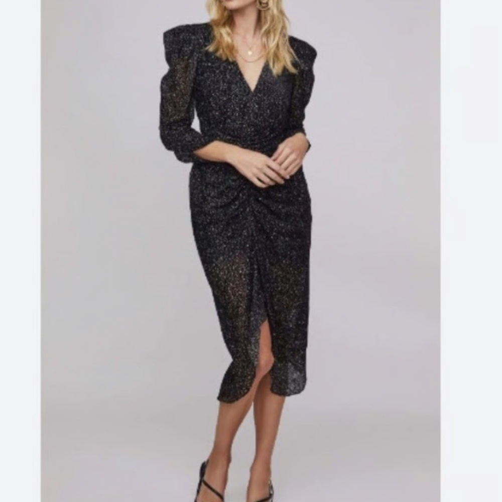 Astr Black Textured Long Sleeve Dress
